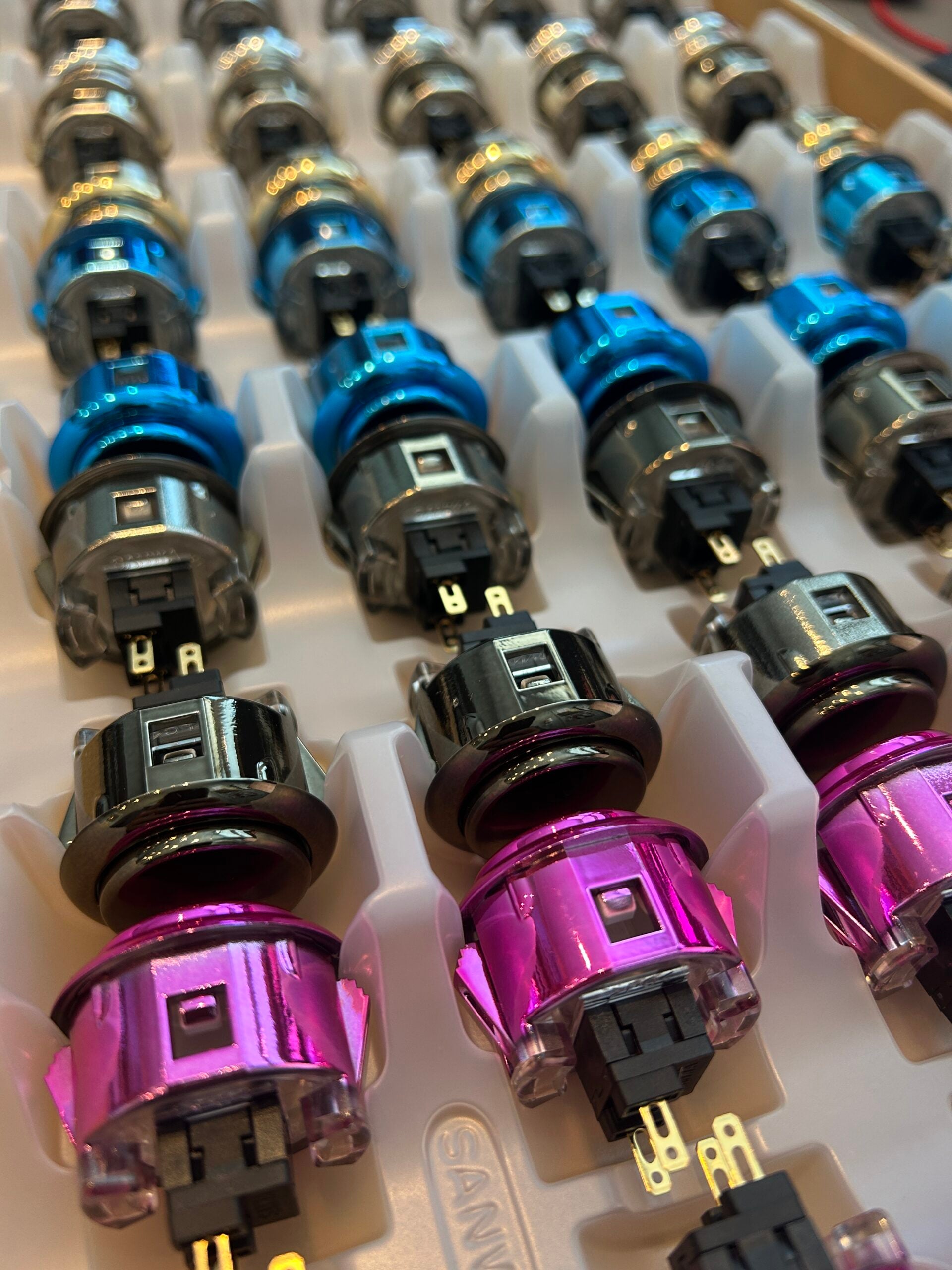 Sanwa Authentic Arcade Push Buttons – OBSJ-24 24mm & OBSF-30 30mm Metallic Colors