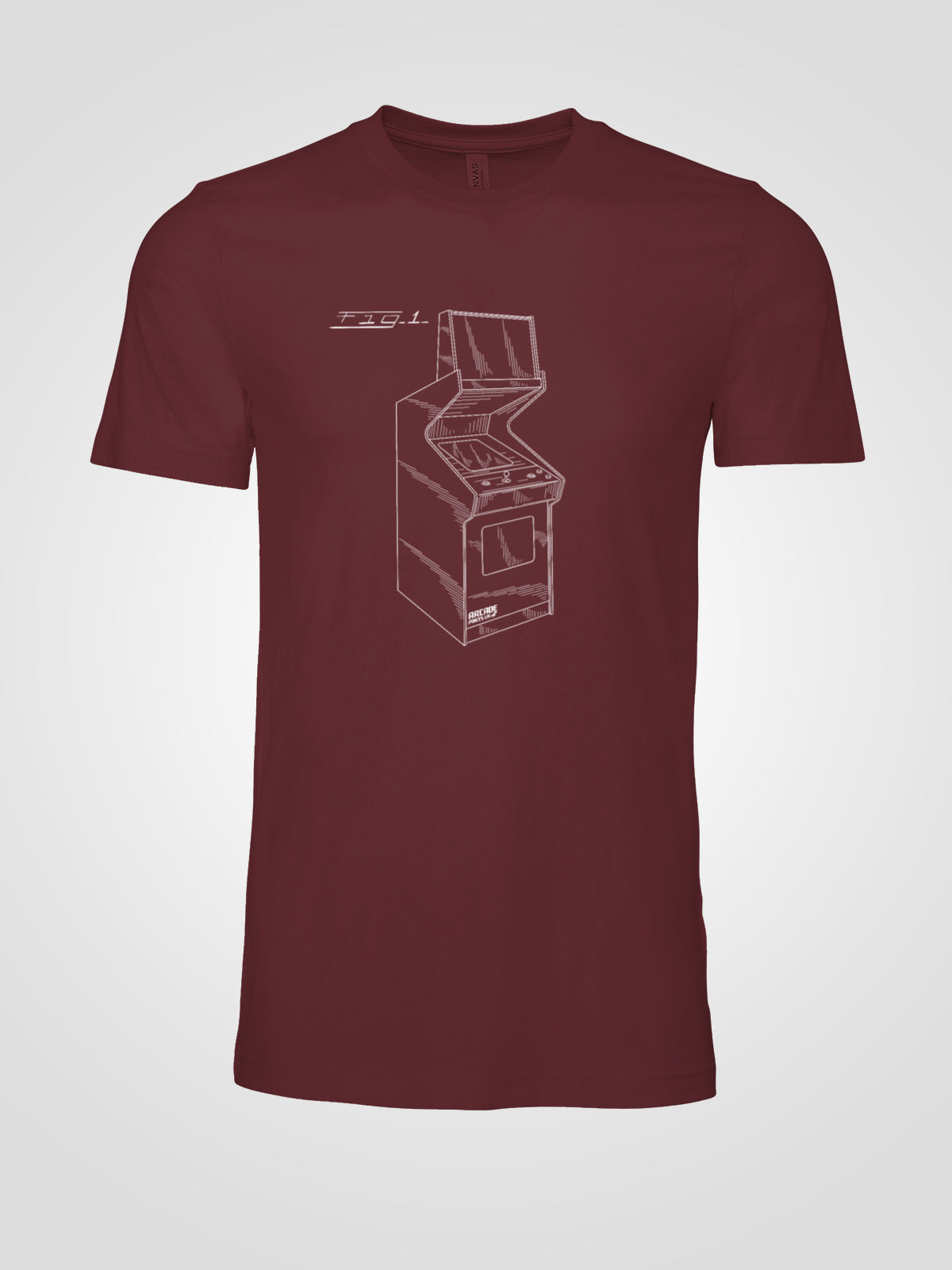 Arcade Cabinet Patent T-shirt - XXL, Maroon image